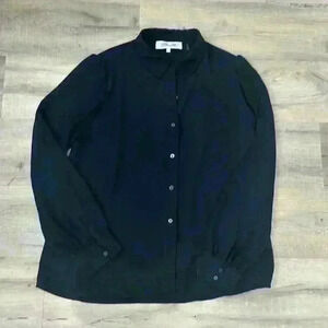 Black Sheer polyester Diane Von Furstenberg button down blouse size large